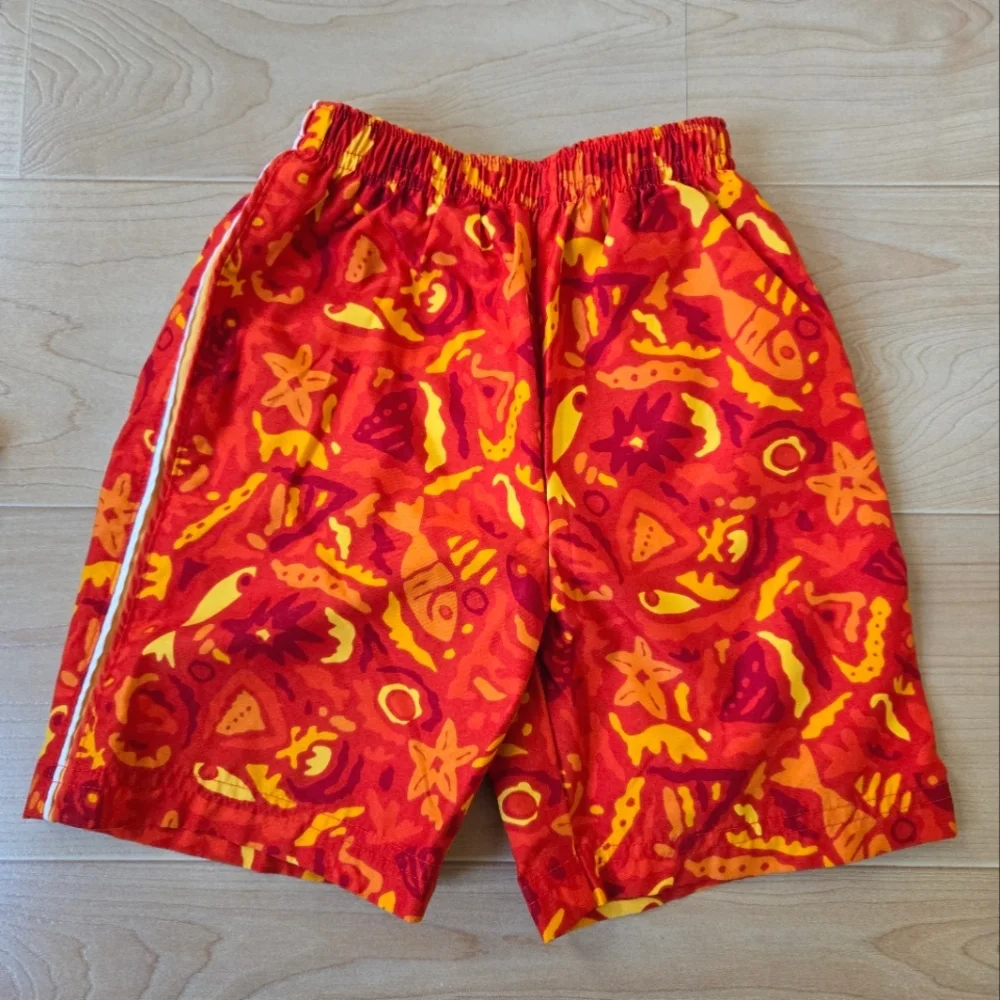 Vintage Y2K OshKosh B'Gosh set - funky orange swim shorts and white towel Hoodie